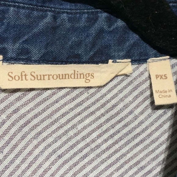 SOFT Surroundings Blue Tencel Hi Lo Button Front Tunic Top Size XS - Picture 6 of 9